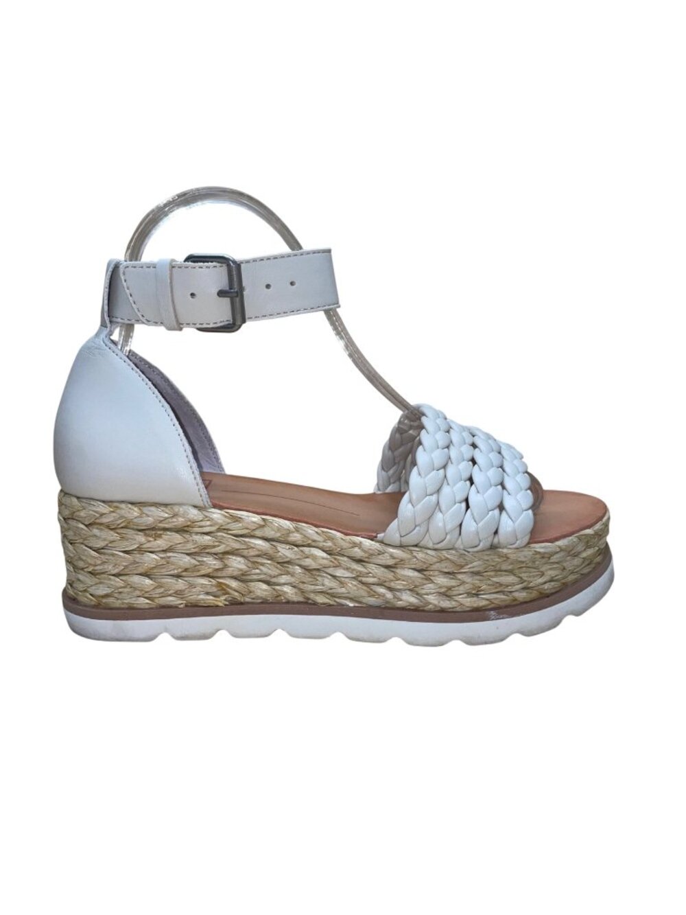 D Vita Women’s White Synthetic Woven Braided Platform Lulu Sandals Size 6M